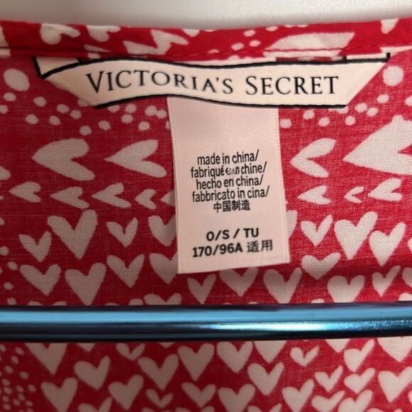 Victoria's Secret Kimono Red White Heart Cover Up Beach Lounge Boho OSFM - Picture 9 of 16